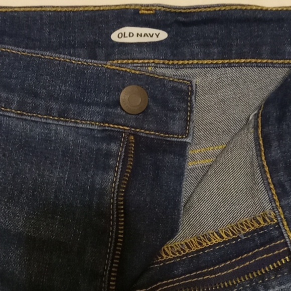 Old Navy Short Classic Bermuda Jean Mid Rise Stretch Dark Blue W 14 Whiskers Zip - Picture 3 of 10
